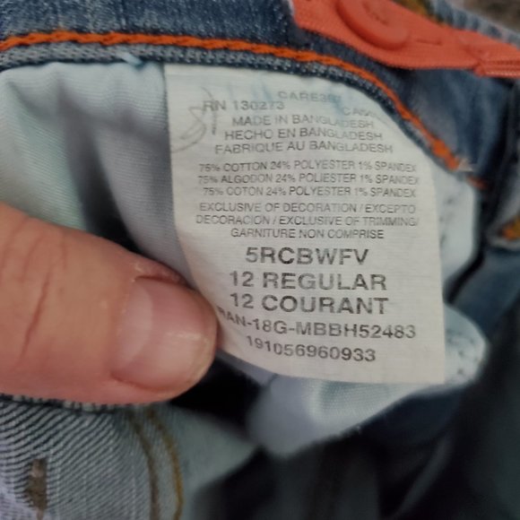 Wrangler Girl's Flex Slim Straight Jeans Adjustable Waistband Size 12 - Picture 9 of 11